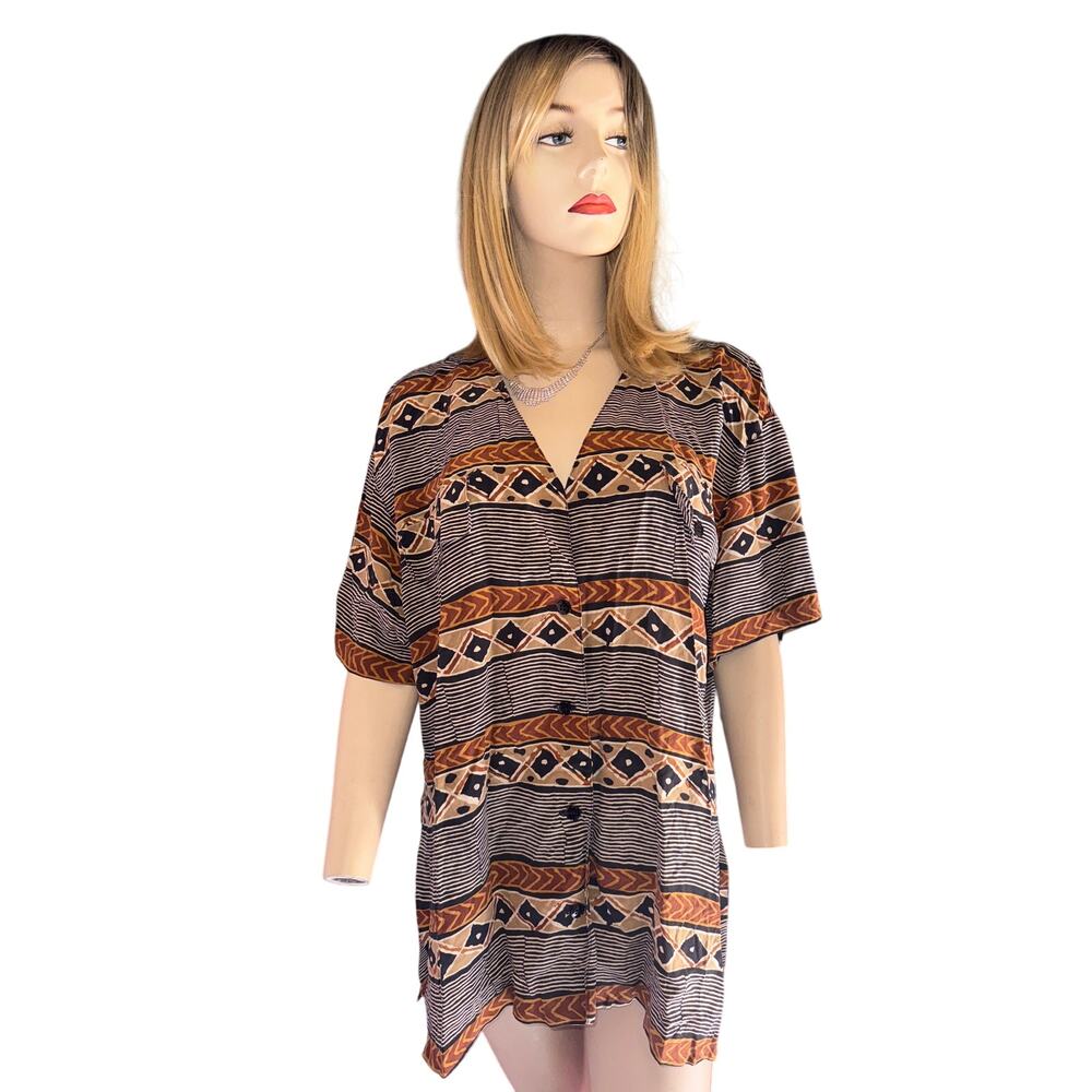 Gillian Brown Designed Silky Button Up Shirt Sz 14